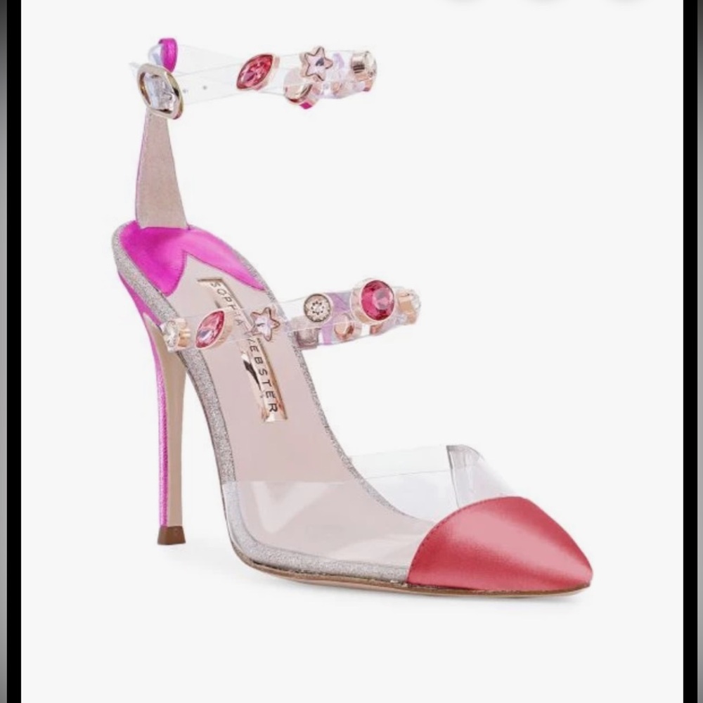 Crystal-Embellished Pink closed toe heels